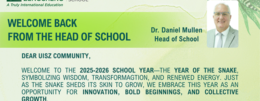 Welcome back from the Head of School | 校⻓返校寄语