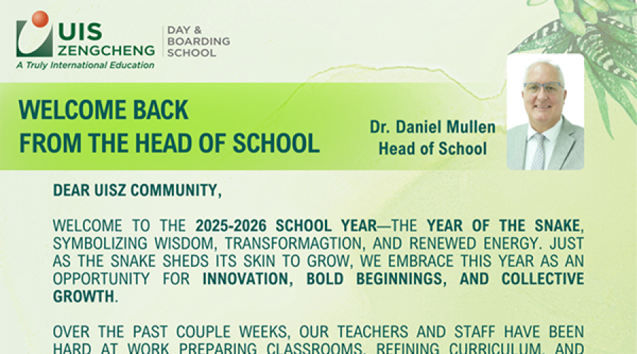 Welcome back from the Head of School | 校⻓返校寄语